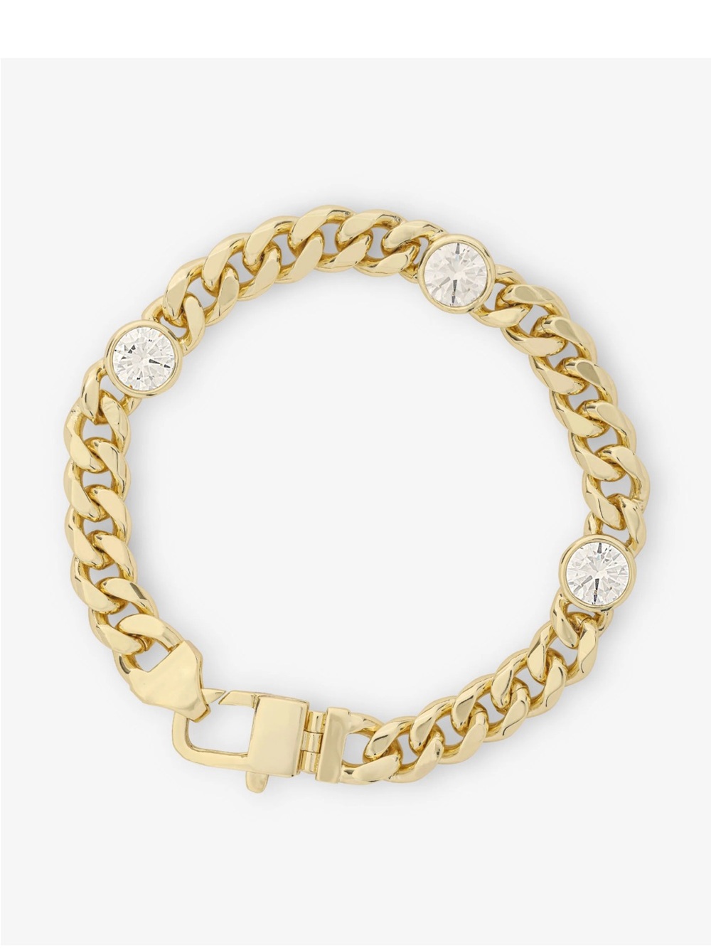 Melinda Maria Gold Cuban Link Bracelet with 3 Sparkling Diamondettes- 6.8mm